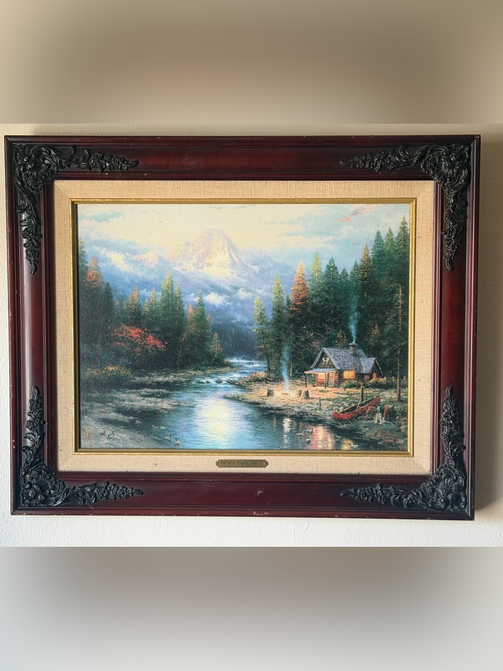 Thomas Kinkade The End of a Perfect Day II Limited Ed Framed Canvas Litho 1998